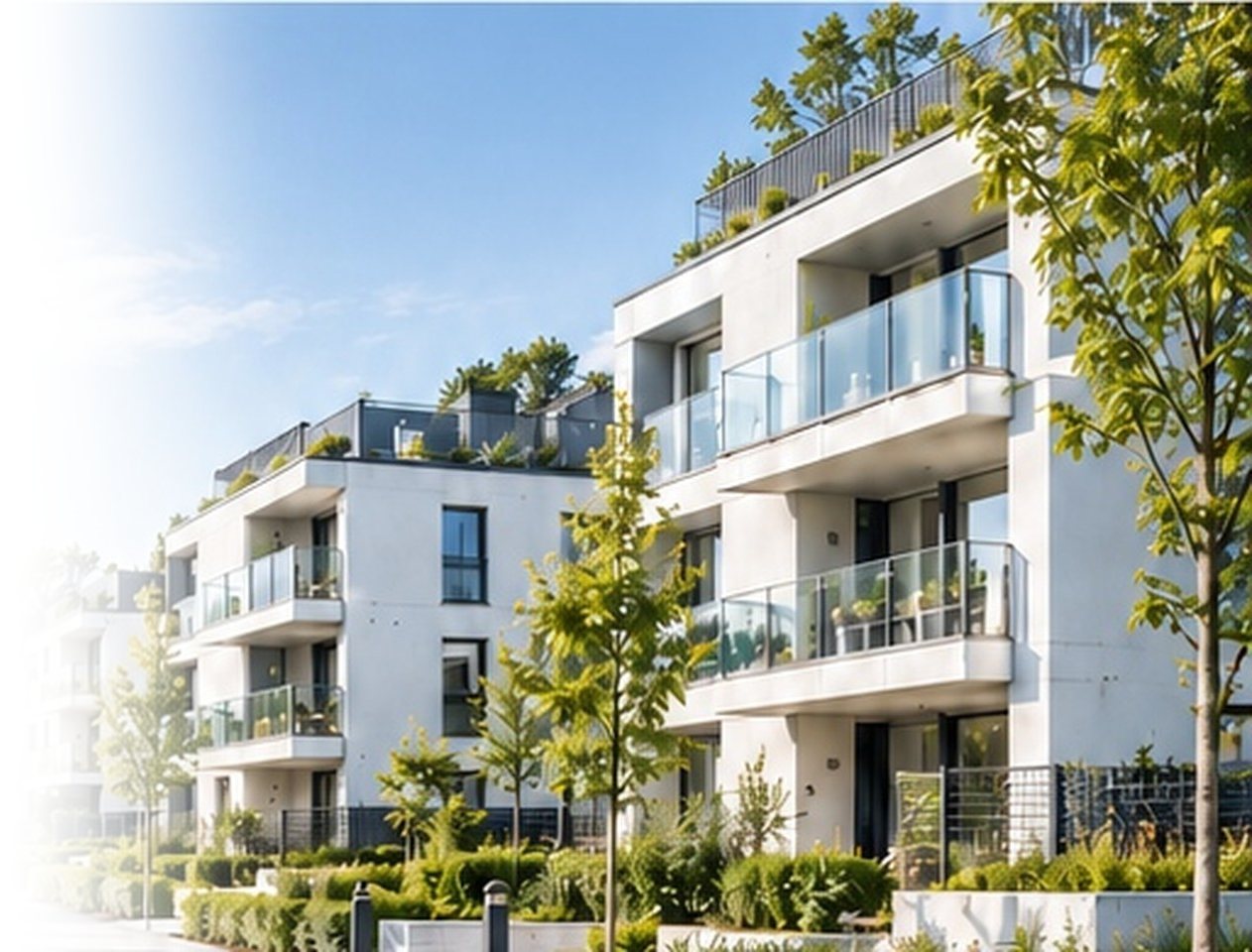 Moderne Wohnanlage mit begrünten Balkonen